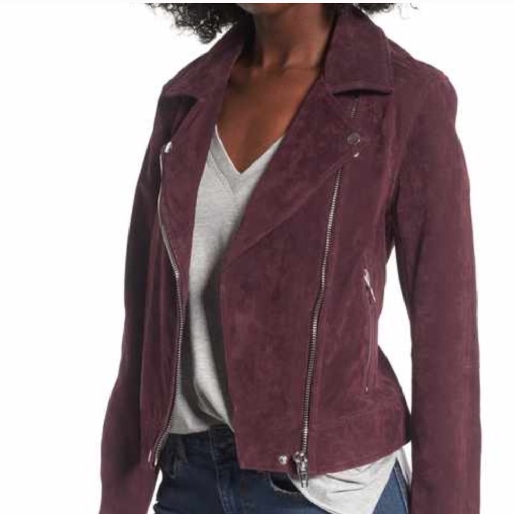 Faux Suede Motojacket Wine Color